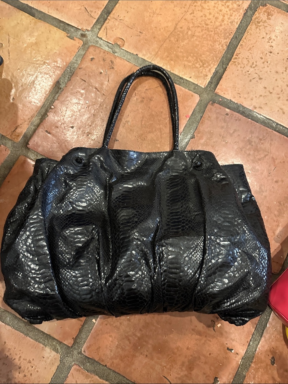 Carlos Falchi Black snakeskin Leather Tote